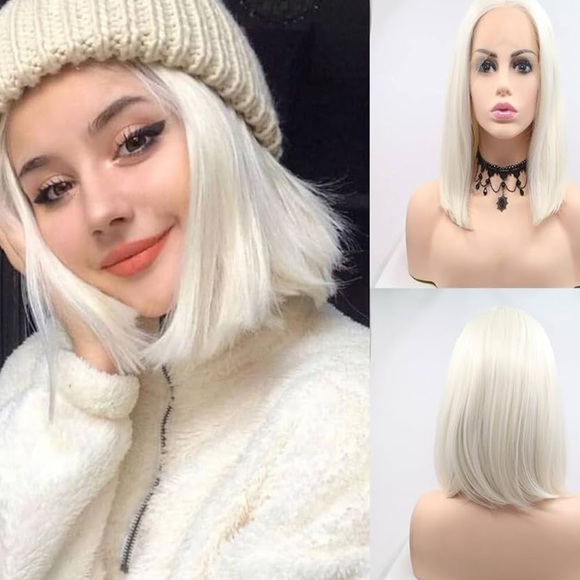 14” SHORTWhite Bob Wig for Women NEW